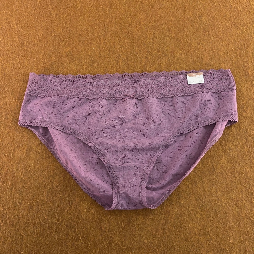 Cacique Womens 22/24 Purple Stretch Floral Lace Hipster Panty NWT